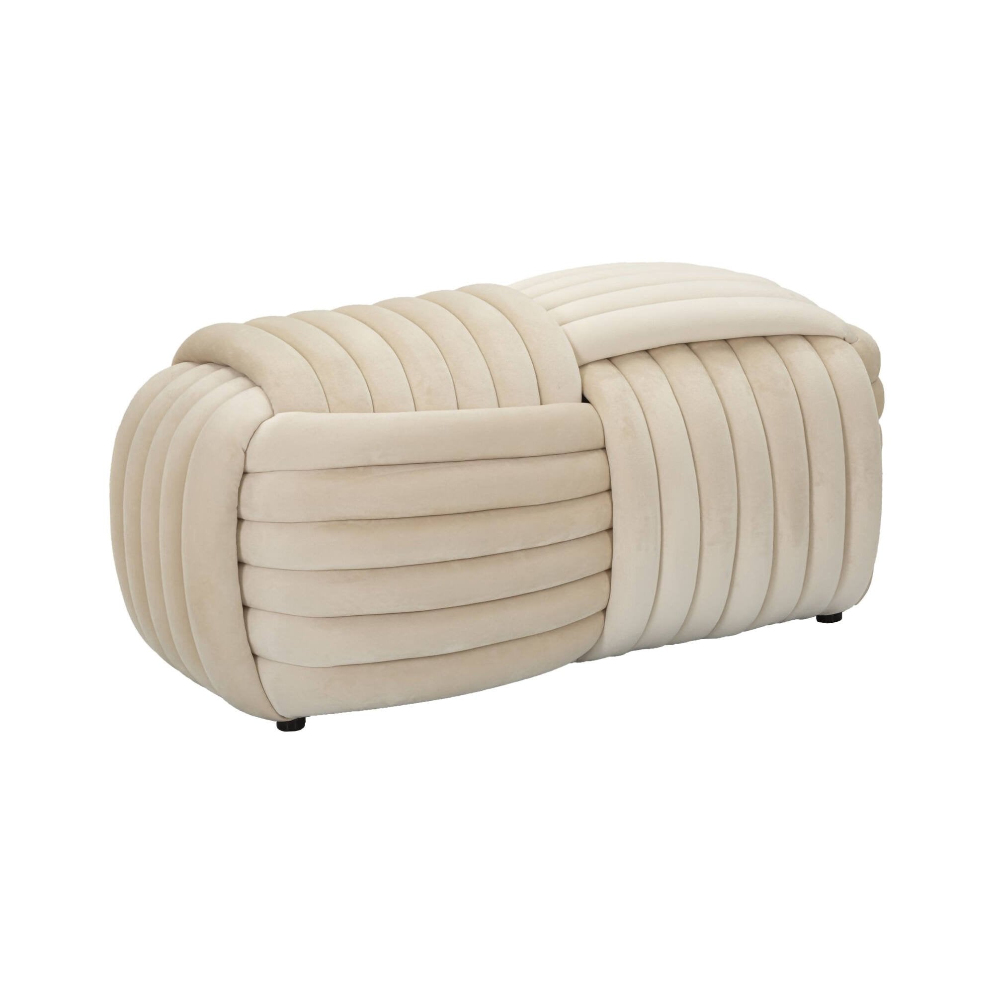 Panca Calcea, Panchina multiuso, Seduta per ospiti, Cassapanca multifunzione, 90x45 h45 cm, Crema