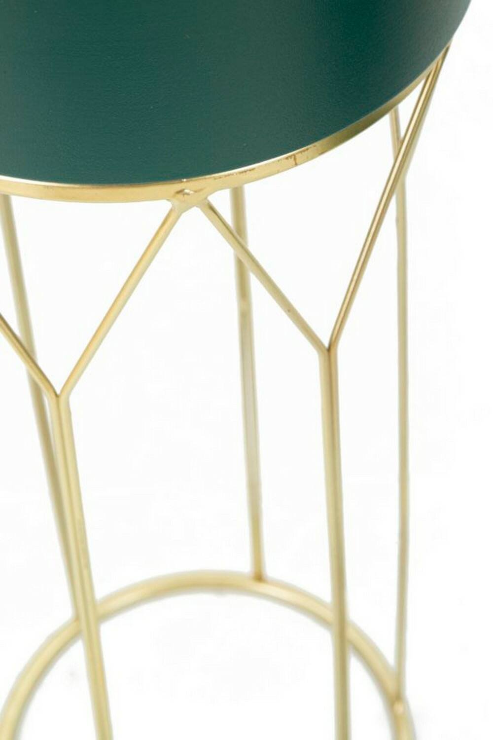 Set di 2 portavasi Parano, Complemento d'arredo, Articolo decorativo, Accessorio d'arredo, 23x23 h70 cm, Verde e Oro