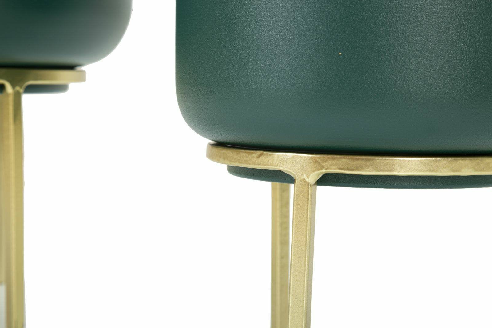 Set di 2 portavasi Subequo, Complemento d'arredo, Articolo decorativo, Accessorio d'arredo, 20x20 h29 cm, Verde e Oro