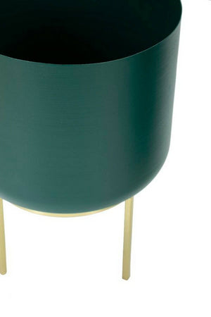 Set di 2 portavasi Subequo, Complemento d'arredo, Articolo decorativo, Accessorio d'arredo, 20x20 h29 cm, Verde e Oro