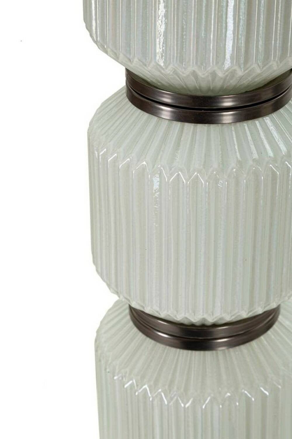 Lampada da terra Andevenno, Luce da terra, Lampada da pavimento, Lampada a stelo, 43x43 h163 cm, Bianco e Grigio