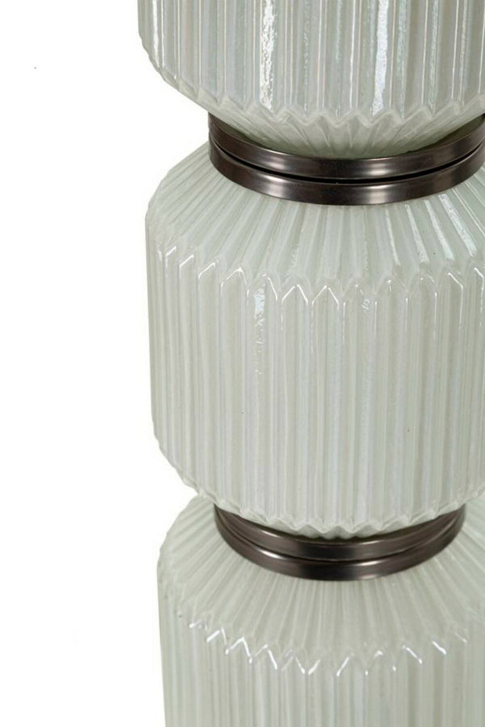 Lampada da terra Andevenno, Luce da terra, Lampada da pavimento, Lampada a stelo, 43x43 h163 cm, Bianco e Grigio