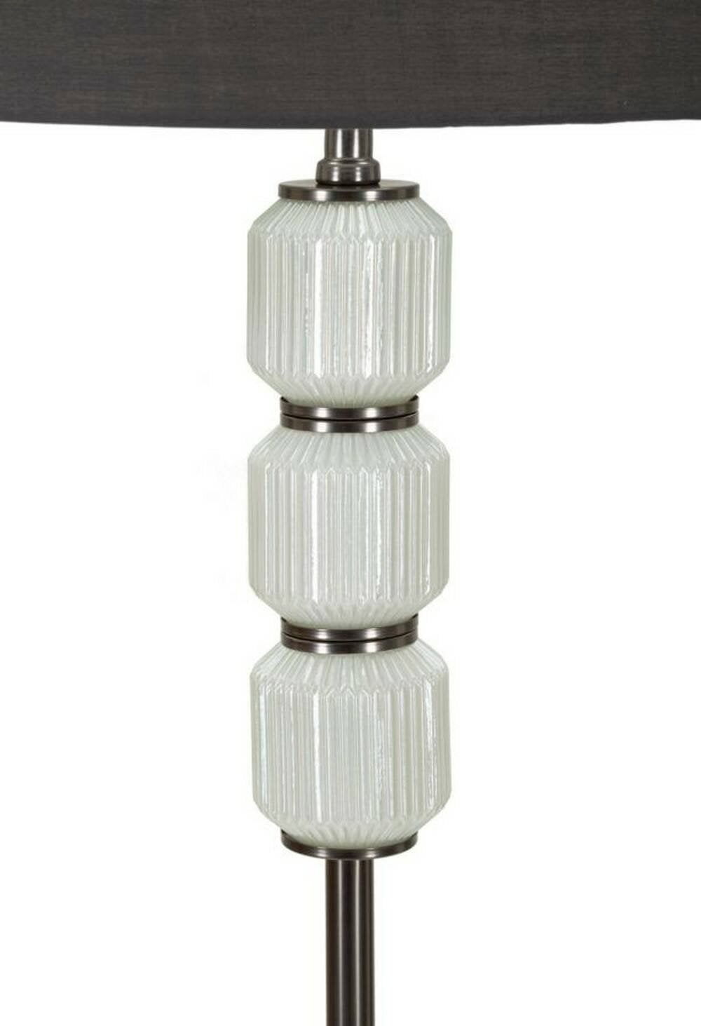 Lampada da terra Andevenno, Luce da terra, Lampada da pavimento, Lampada a stelo, 43x43 h163 cm, Bianco e Grigio