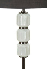 Lampada da terra Andevenno, Luce da terra, Lampada da pavimento, Lampada a stelo, 43x43 h163 cm, Bianco e Grigio