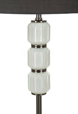 Lampada da terra Andevenno, Luce da terra, Lampada da pavimento, Lampada a stelo, 43x43 h163 cm, Bianco e Grigio