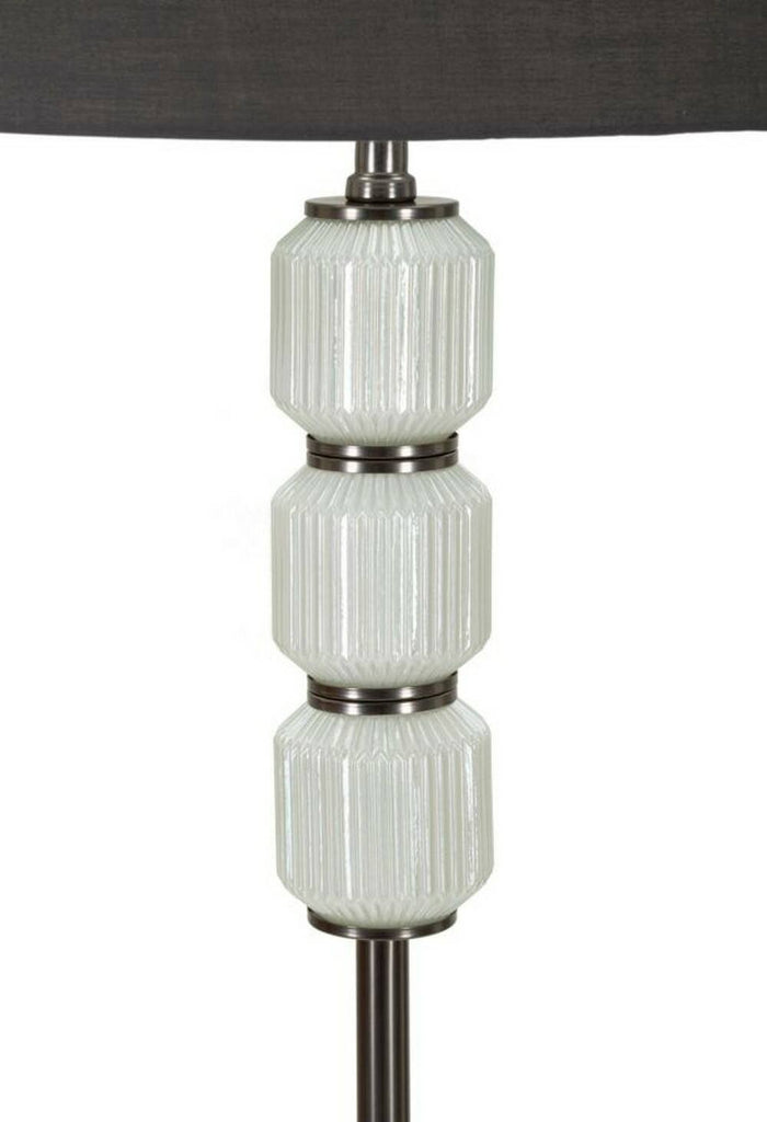 Lampada da terra Andevenno, Luce da terra, Lampada da pavimento, Lampada a stelo, 43x43 h163 cm, Bianco e Grigio