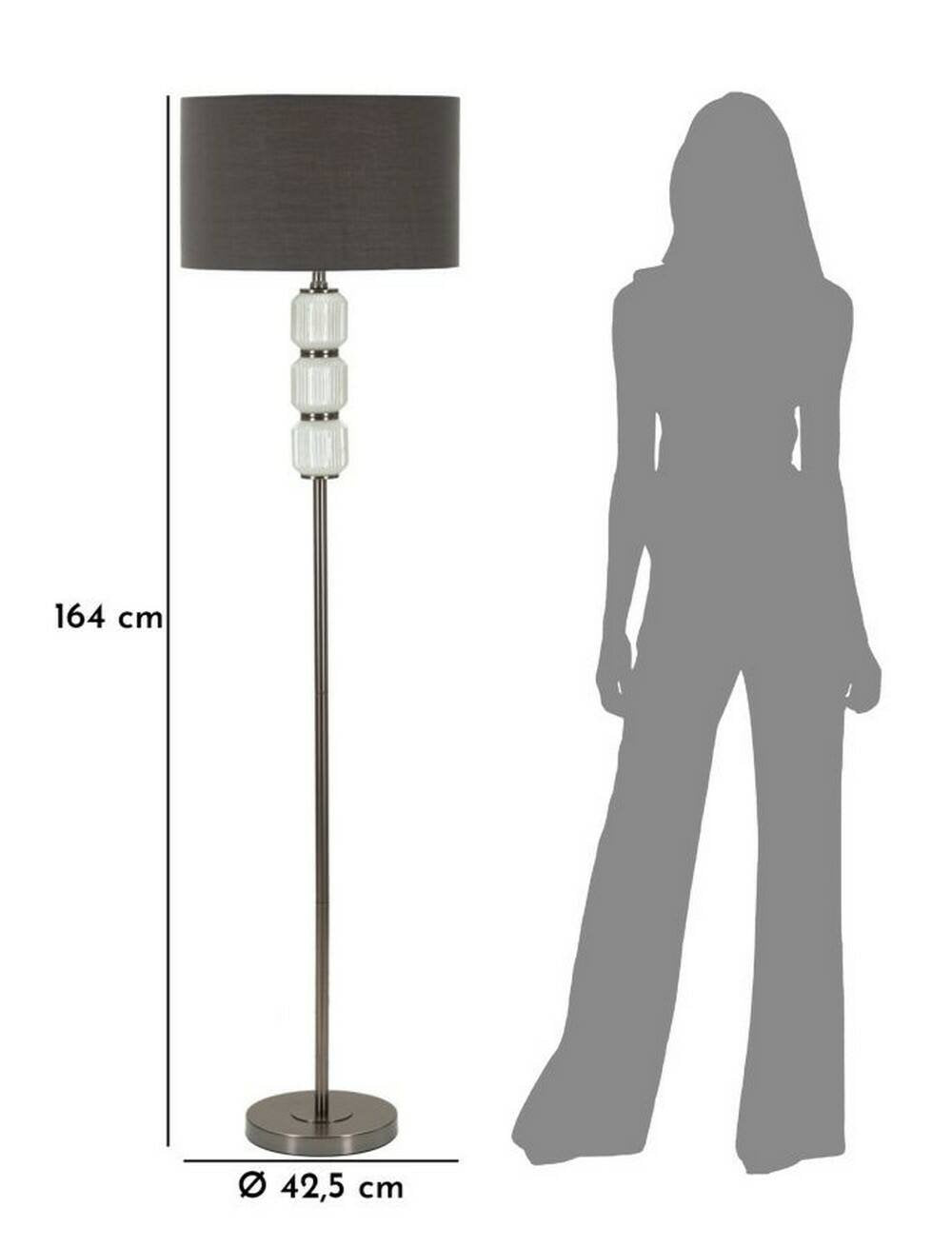 Lampada da terra Andevenno, Luce da terra, Lampada da pavimento, Lampada a stelo, 43x43 h163 cm, Bianco e Grigio