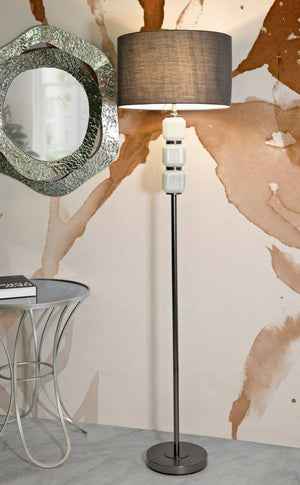 Lampada da terra Andevenno, Luce da terra, Lampada da pavimento, Lampada a stelo, 43x43 h163 cm, Bianco e Grigio