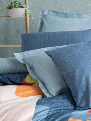 Solon, Copripiumino Matrimoniale Federa Inclusa, 220x260 cm blu