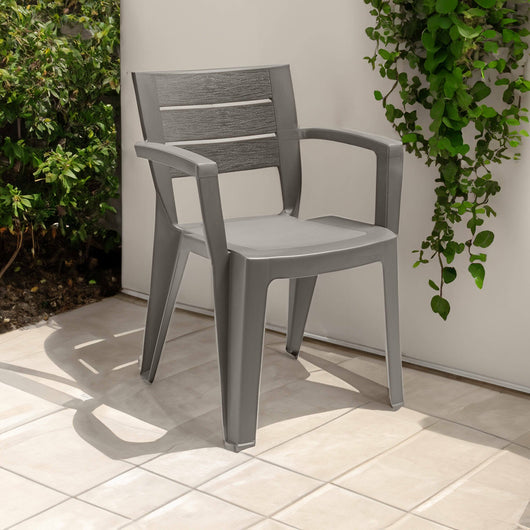 Sedia da esterno Camogli, Seggiola da giardino, Seduta outdoor multiuso, Panchina da giardino, Made in Italy, 60x58 h79 cm, Tortora