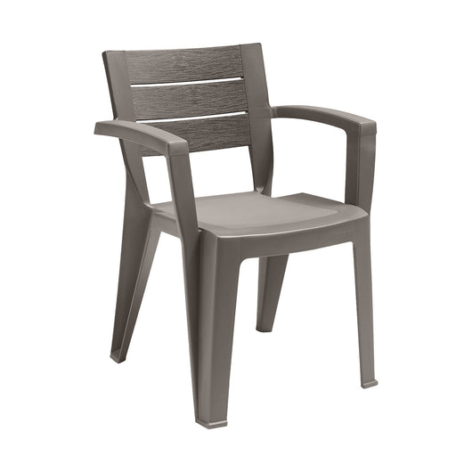 Sedia da esterno Camogli, Seggiola da giardino, Seduta outdoor multiuso, Panchina da giardino, Made in Italy, 60x58 h79 cm, Tortora