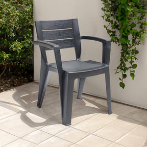 Sedia da esterno Camogli, Seggiola da giardino, Seduta outdoor multiuso, Panchina da giardino, Made in Italy, 60x58 h79 cm, Antracite