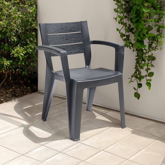 Sedia da esterno Camogli, Seggiola da giardino, Seduta outdoor multiuso, Panchina da giardino, Made in Italy, 60x58 h79 cm, Antracite