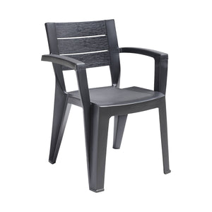 Sedia da esterno Camogli, Seggiola da giardino, Seduta outdoor multiuso, Panchina da giardino, Made in Italy, 60x58 h79 cm, Antracite