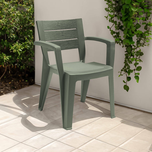 Sedia da esterno Camogli, Seggiola da giardino, Seduta outdoor multiuso, Panchina da giardino, Made in Italy, 60x58 h79 cm, Verde