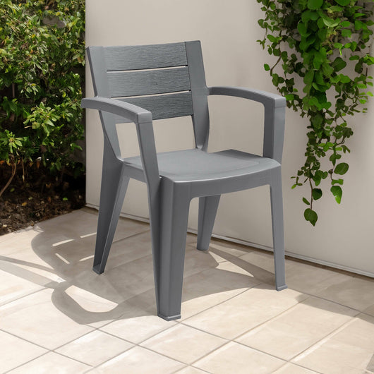 Sedia da esterno Camogli, Seggiola da giardino, Seduta outdoor multiuso, Panchina da giardino, Made in Italy, 60x58 h79 cm, Grigio