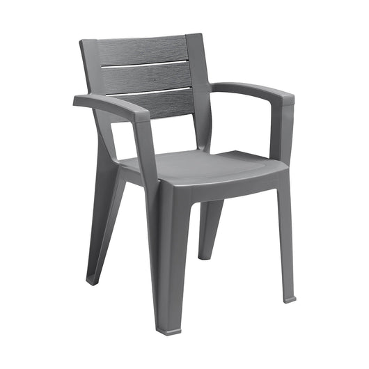 Sedia da esterno Camogli, Seggiola da giardino, Seduta outdoor multiuso, Panchina da giardino, Made in Italy, 60x58 h79 cm, Grigio