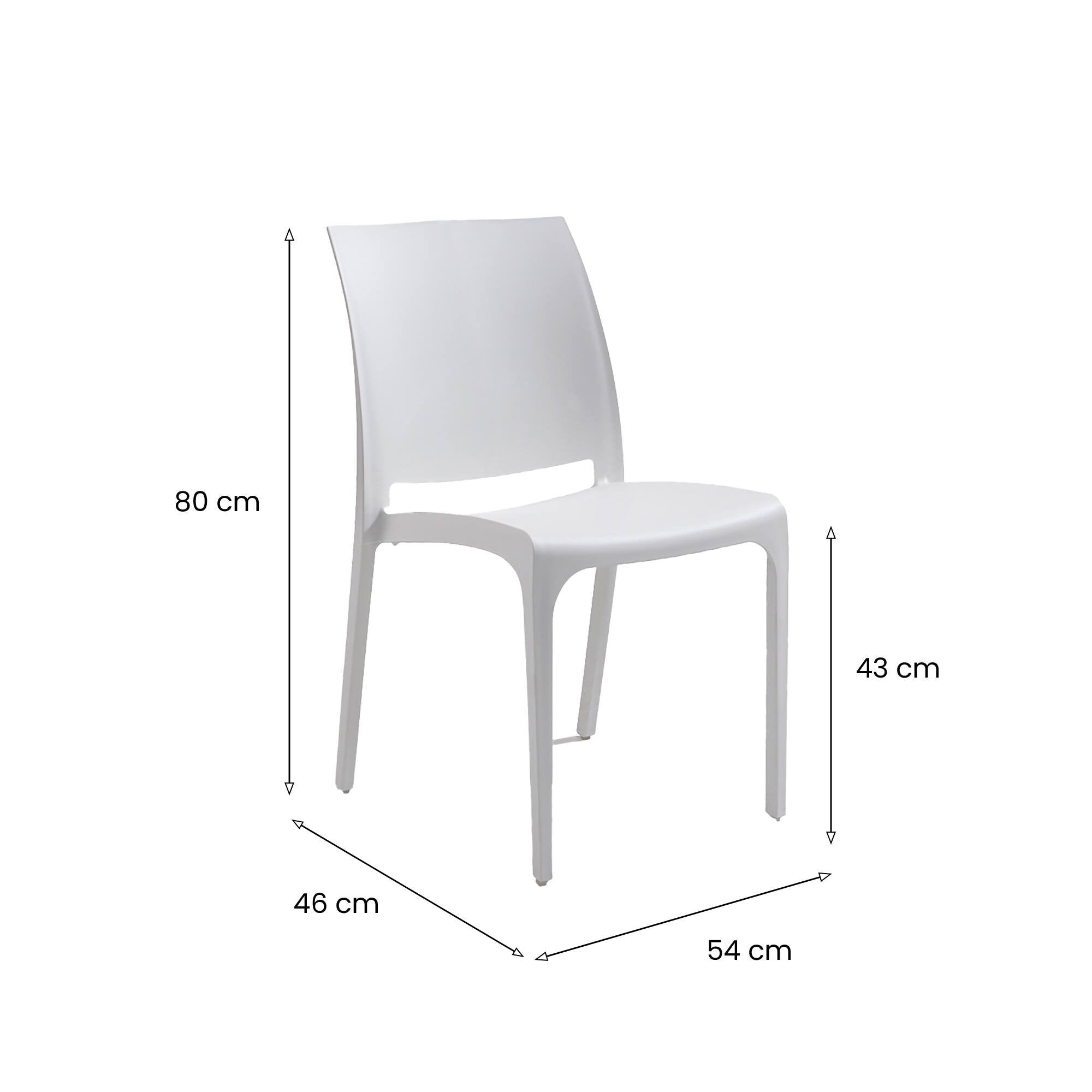Sedia da esterno Camo, Seggiola da giardino, Seduta outdoor multiuso, Panchina da giardino, Made in Italy, 54x46 h80 cm, Bianco