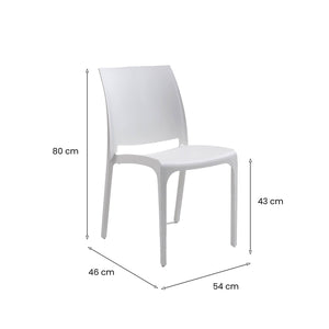 Sedia da esterno Camo, Seggiola da giardino, Seduta outdoor multiuso, Panchina da giardino, Made in Italy, 54x46 h80 cm, Bianco