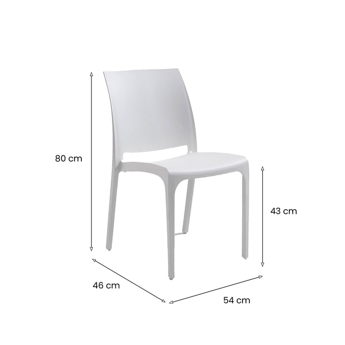 Sedia da esterno Camo, Seggiola da giardino, Seduta outdoor multiuso, Panchina da giardino, Made in Italy, 54x46 h80 cm, Bianco