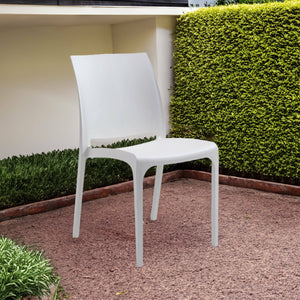 Sedia da esterno Camo, Seggiola da giardino, Seduta outdoor multiuso, Panchina da giardino, Made in Italy, 54x46 h80 cm, Bianco