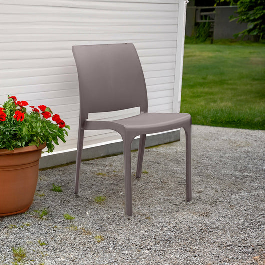 Sedia da esterno Camo, Seggiola da giardino, Seduta outdoor multiuso, Panchina da giardino, Made in Italy, 54x46 h80 cm, Tortora