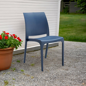 Sedia da esterno Camo, Seggiola da giardino, Seduta outdoor multiuso, Panchina da giardino, Made in Italy, 54x46 h80 cm, Blu