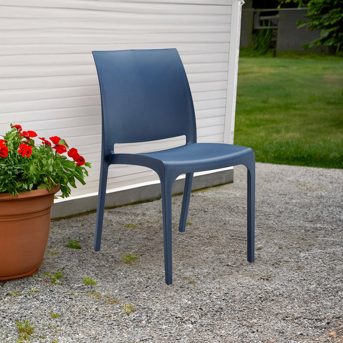 Sedia da esterno Camo, Seggiola da giardino, Seduta outdoor multiuso, Panchina da giardino, Made in Italy, 54x46 h80 cm, Blu