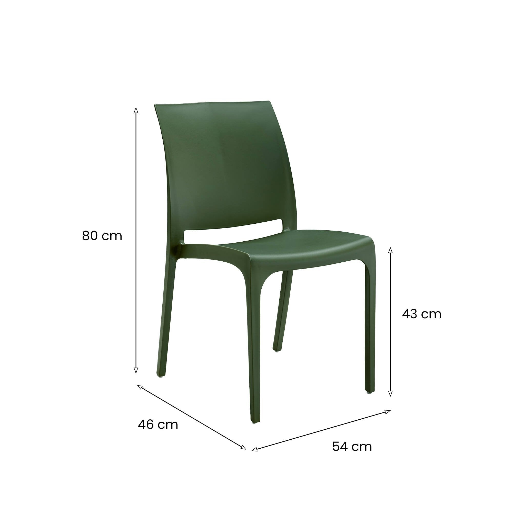 Sedia da esterno Camo, Seggiola da giardino, Seduta outdoor multiuso, Panchina da giardino, Made in Italy, 54x46 h80 cm, Verde