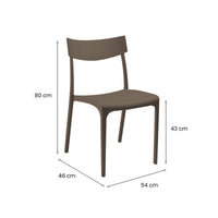 Sedia da esterno Lupia, Seggiola da giardino, Seduta outdoor multiuso, Panchina da giardino, Made in Italy, 54x46 h80 cm, Tortora