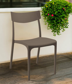Sedia da esterno Lupia, Seggiola da giardino, Seduta outdoor multiuso, Panchina da giardino, Made in Italy, 54x46 h80 cm, Tortora