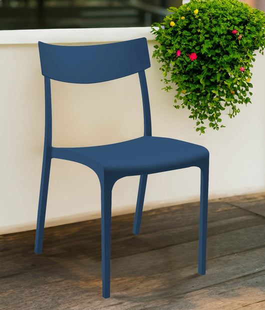 Sedia da esterno Lupia, Seggiola da giardino, Seduta outdoor multiuso, Panchina da giardino, Made in Italy, 54x46 h80 cm, Blu