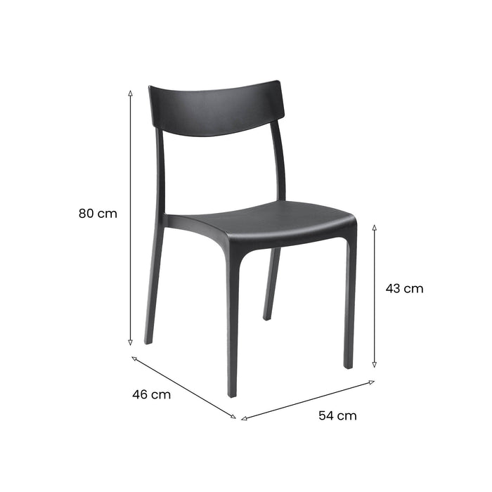 Sedia da esterno Lupia, Seggiola da giardino, Seduta outdoor multiuso, Panchina da giardino, Made in Italy, 54x46 h80 cm, Antracite