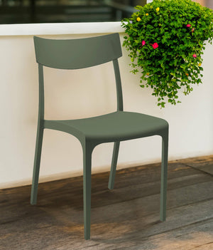 Sedia da esterno Lupia, Seggiola da giardino, Seduta outdoor multiuso, Panchina da giardino, Made in Italy, 54x46 h80 cm, Verde