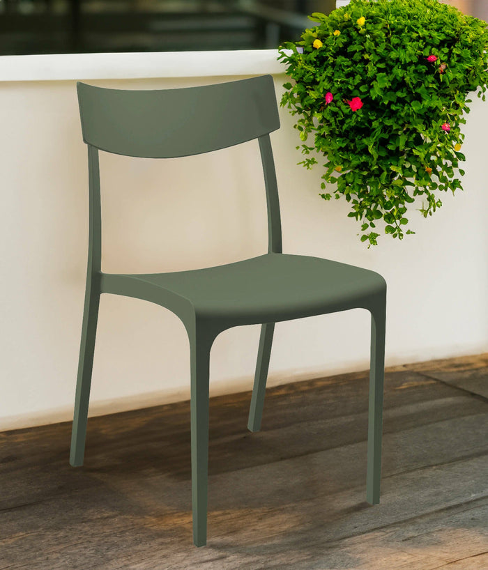 Sedia da esterno Lupia, Seggiola da giardino, Seduta outdoor multiuso, Panchina da giardino, Made in Italy, 54x46 h80 cm, Verde