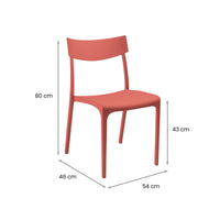 Sedia da esterno Lupia, Seggiola da giardino, Seduta outdoor multiuso, Panchina da giardino, Made in Italy, 54x46 h80 cm, Rosso