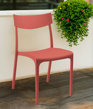 Sedia da esterno Lupia, Seggiola da giardino, Seduta outdoor multiuso, Panchina da giardino, Made in Italy, 54x46 h80 cm, Rosso