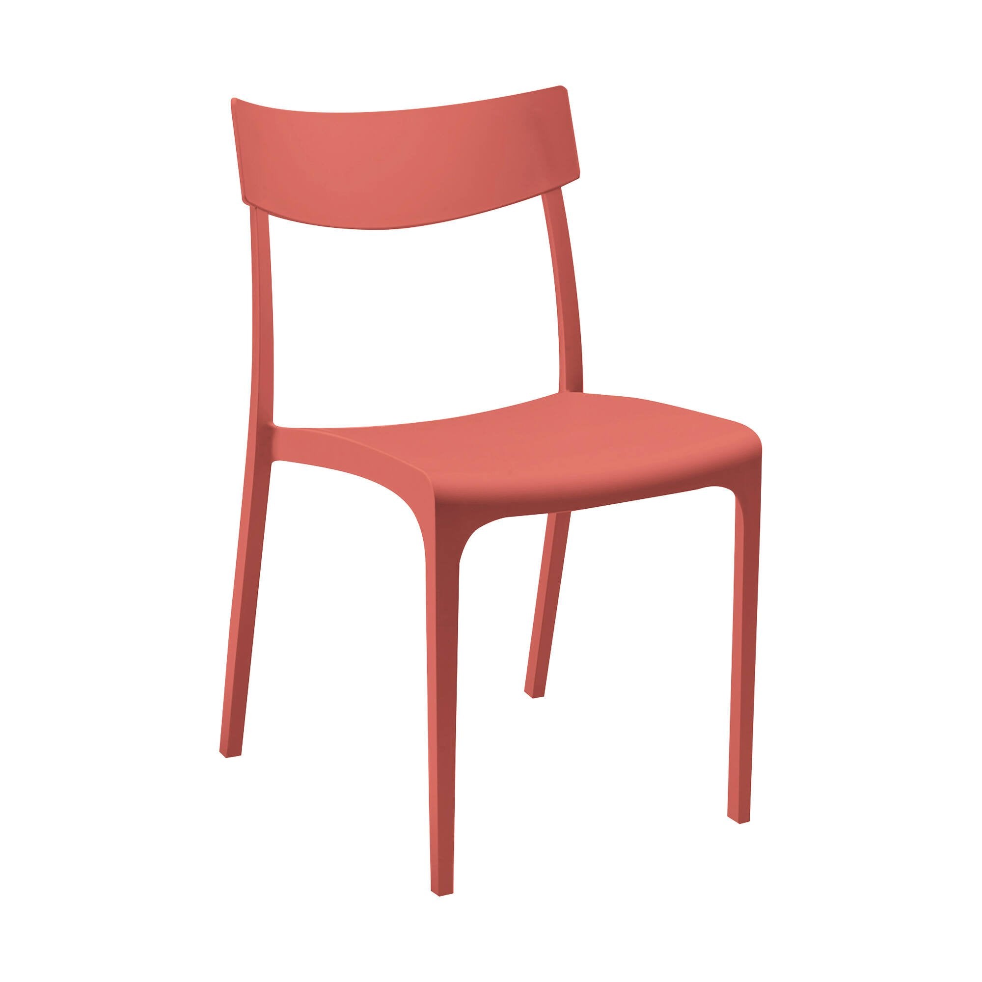 Sedia da esterno Lupia, Seggiola da giardino, Seduta outdoor multiuso, Panchina da giardino, Made in Italy, 54x46 h80 cm, Rosso