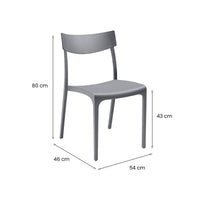 Sedia da esterno Lupia, Seggiola da giardino, Seduta outdoor multiuso, Panchina da giardino, Made in Italy, 54x46 h80 cm, Grigio