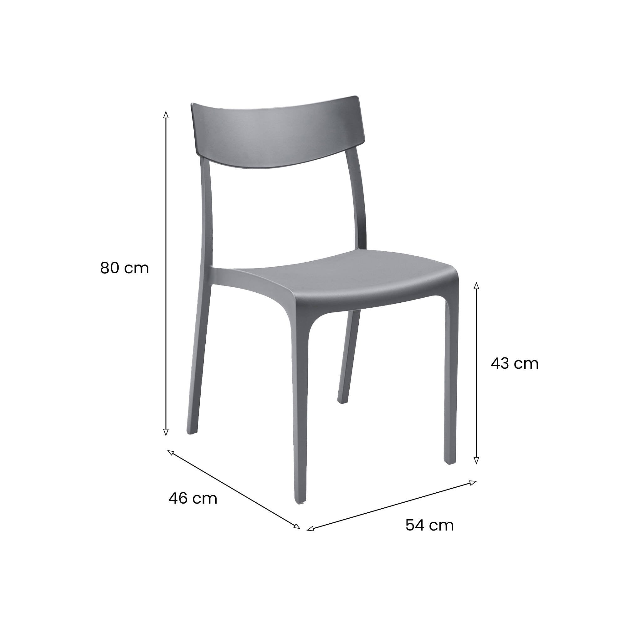 Sedia da esterno Lupia, Seggiola da giardino, Seduta outdoor multiuso, Panchina da giardino, Made in Italy, 54x46 h80 cm, Grigio