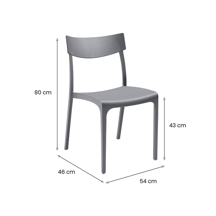 Sedia da esterno Lupia, Seggiola da giardino, Seduta outdoor multiuso, Panchina da giardino, Made in Italy, 54x46 h80 cm, Grigio