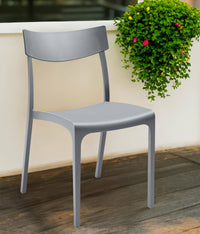 Sedia da esterno Lupia, Seggiola da giardino, Seduta outdoor multiuso, Panchina da giardino, Made in Italy, 54x46 h80 cm, Grigio