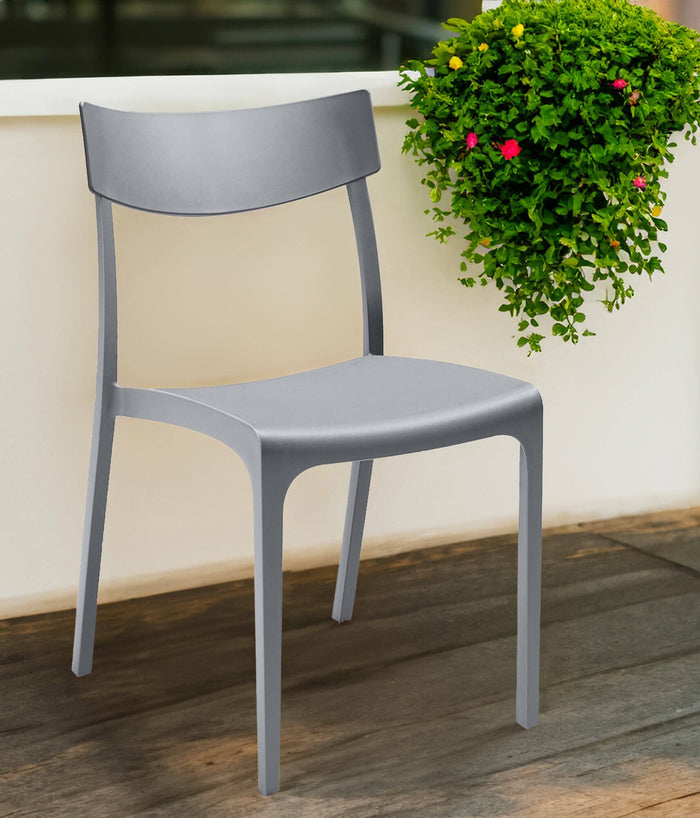 Sedia da esterno Lupia, Seggiola da giardino, Seduta outdoor multiuso, Panchina da giardino, Made in Italy, 54x46 h80 cm, Grigio