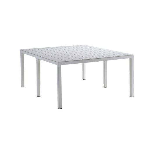 Tavolo da esterno Campana, Base per picnic, Piano da pranzo da giardino multiposizione, Banco outdoor multiuso, Made in Italy, 292x86 h74 cm, Bianco