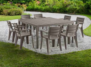 Tavolo da esterno Campana, Base per picnic, Piano da pranzo da giardino multiposizione, Banco outdoor multiuso, Made in Italy, 292x86 h74 cm, Tortora