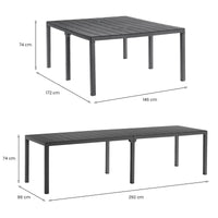 Tavolo da esterno Campana, Base per picnic, Piano da pranzo da giardino multiposizione, Banco outdoor multiuso, Made in Italy, 292x86 h74 cm, Antracite