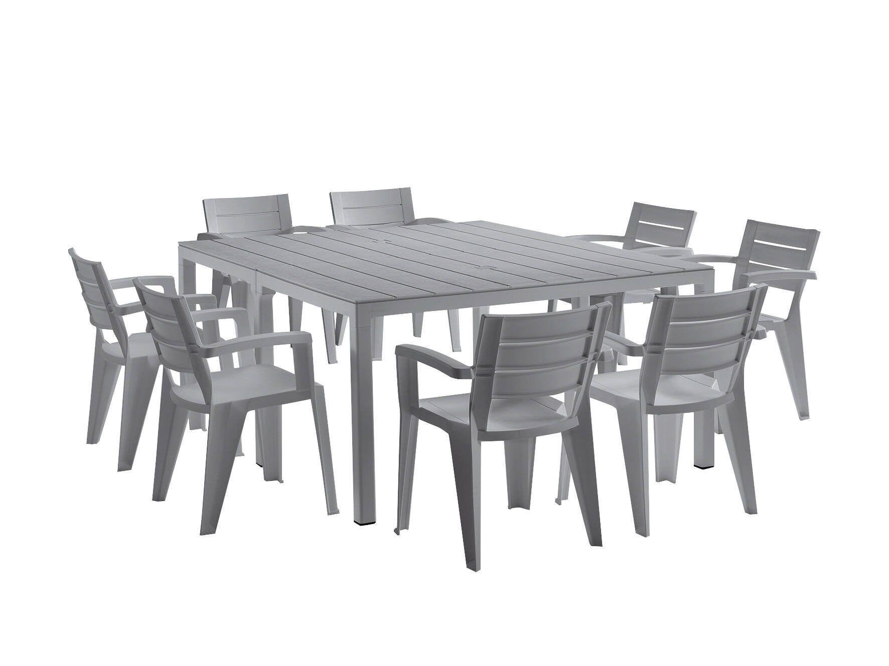 Tavolo da esterno Campana, Base per picnic, Piano da pranzo da giardino multiposizione, Banco outdoor multiuso, Made in Italy, 292x86 h74 cm, Grigio