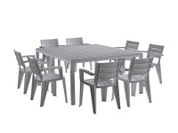 Tavolo da esterno Campana, Base per picnic, Piano da pranzo da giardino multiposizione, Banco outdoor multiuso, Made in Italy, 292x86 h74 cm, Grigio