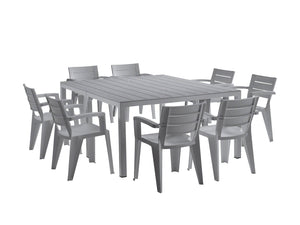 Tavolo da esterno Campana, Base per picnic, Piano da pranzo da giardino multiposizione, Banco outdoor multiuso, Made in Italy, 292x86 h74 cm, Grigio