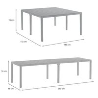 Tavolo da esterno Campana, Base per picnic, Piano da pranzo da giardino multiposizione, Banco outdoor multiuso, Made in Italy, 292x86 h74 cm, Grigio